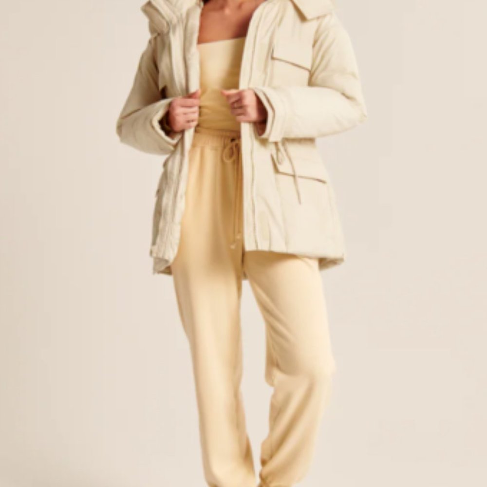 NWT Abercrombie & Fitch Utility Parka Cream Beige Jacket